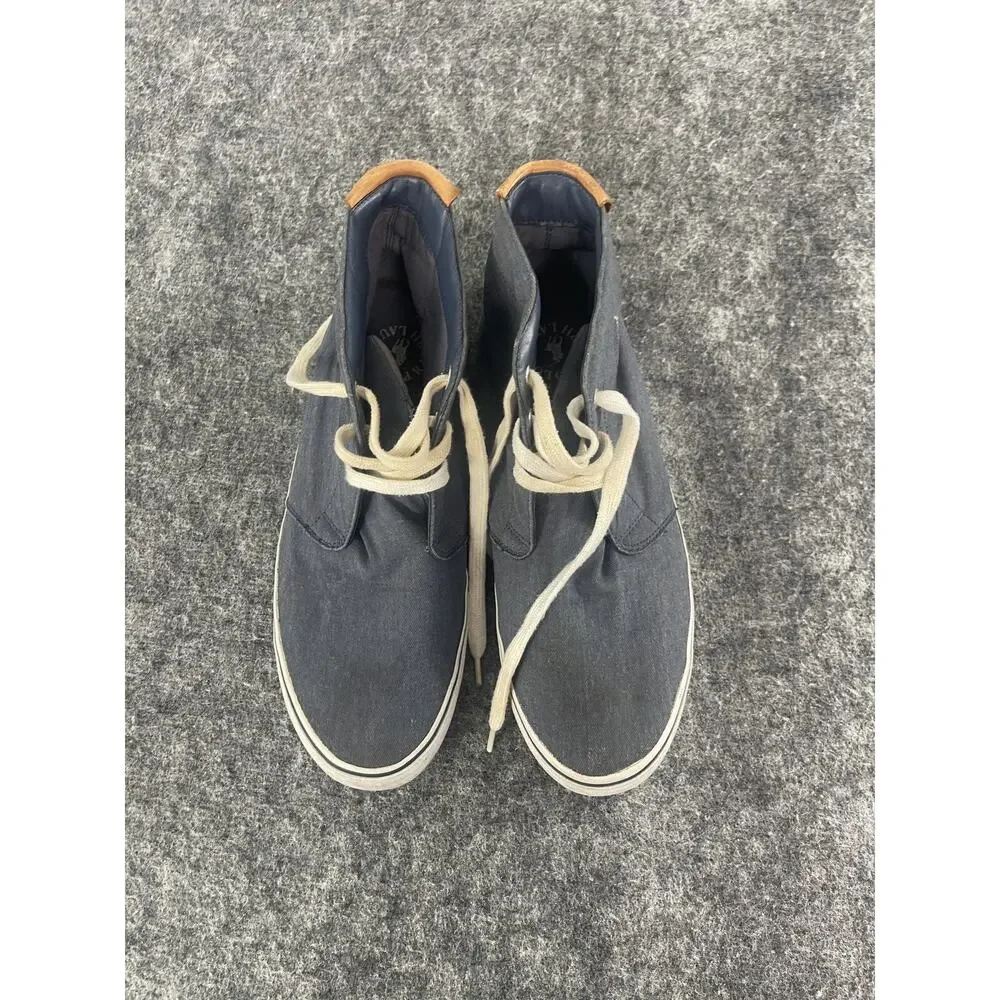 Polo Ralph Lauren Boots Men 12 D Hi Top Sneakers Blue Shoes Logo Twill N33